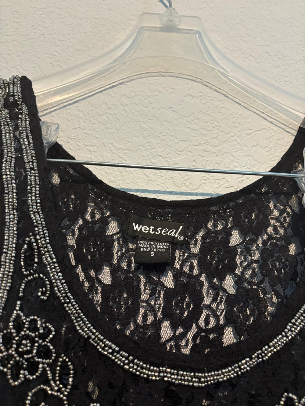 Wet Seal Black Lace Beaded Floral Camisole - Picture 5 of 5